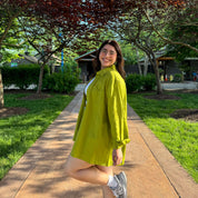 Linen Long-Sleeve Button-Up - Matcha *Clearance Sale*