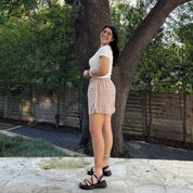 Summer Gingham Shorts - Chestnut