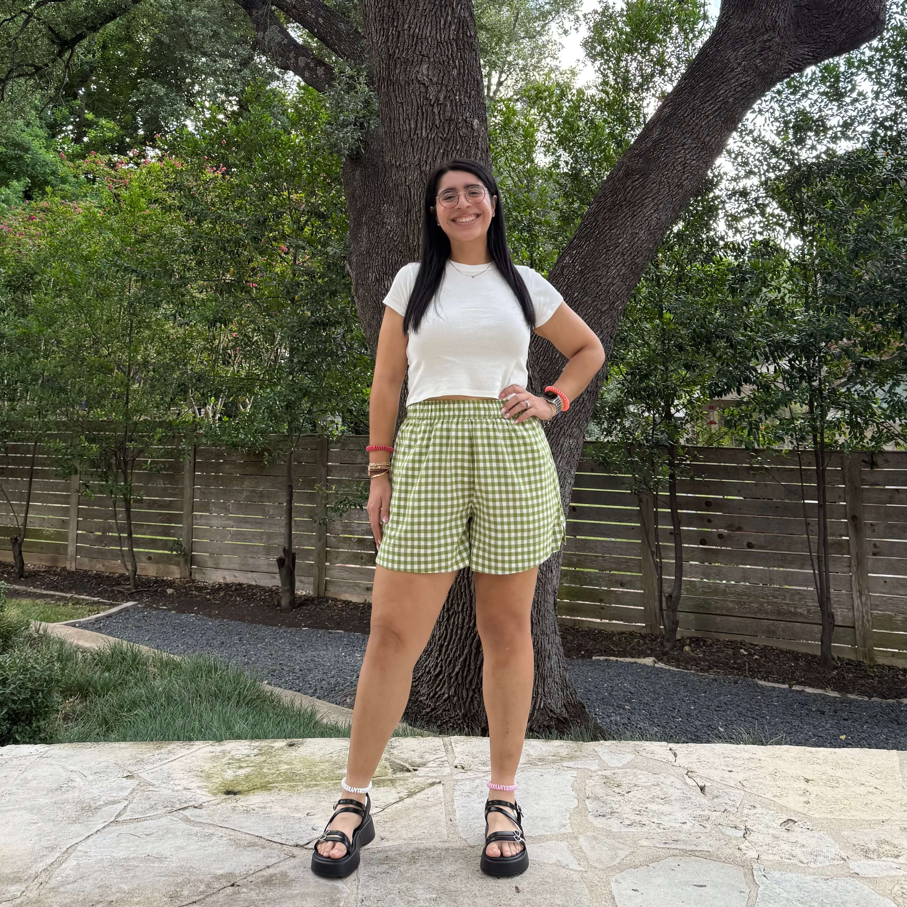 Summer Gingham Shorts - Matcha