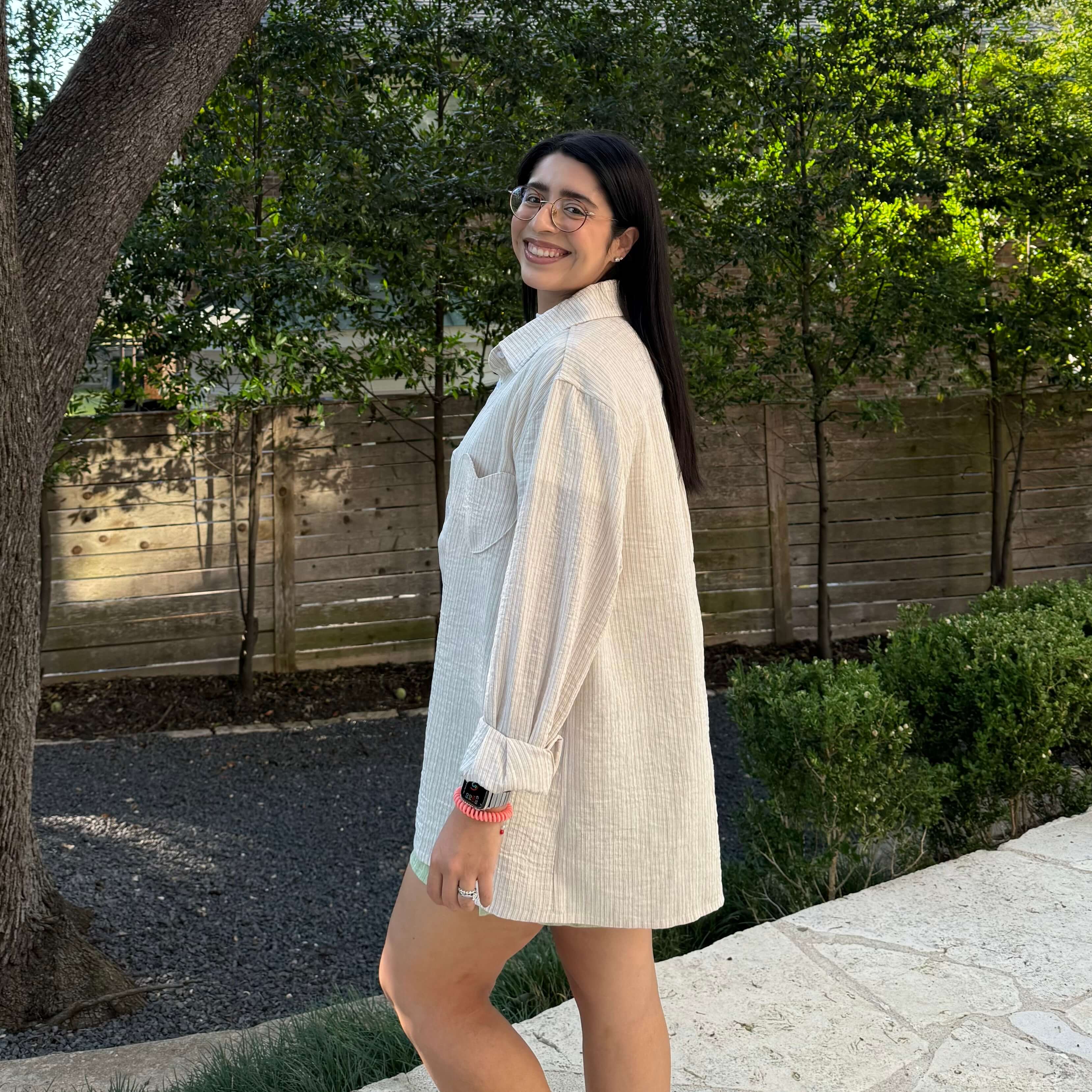 Lightweight Long-Sleeve Button-Up - Beige *Clearance Sale*