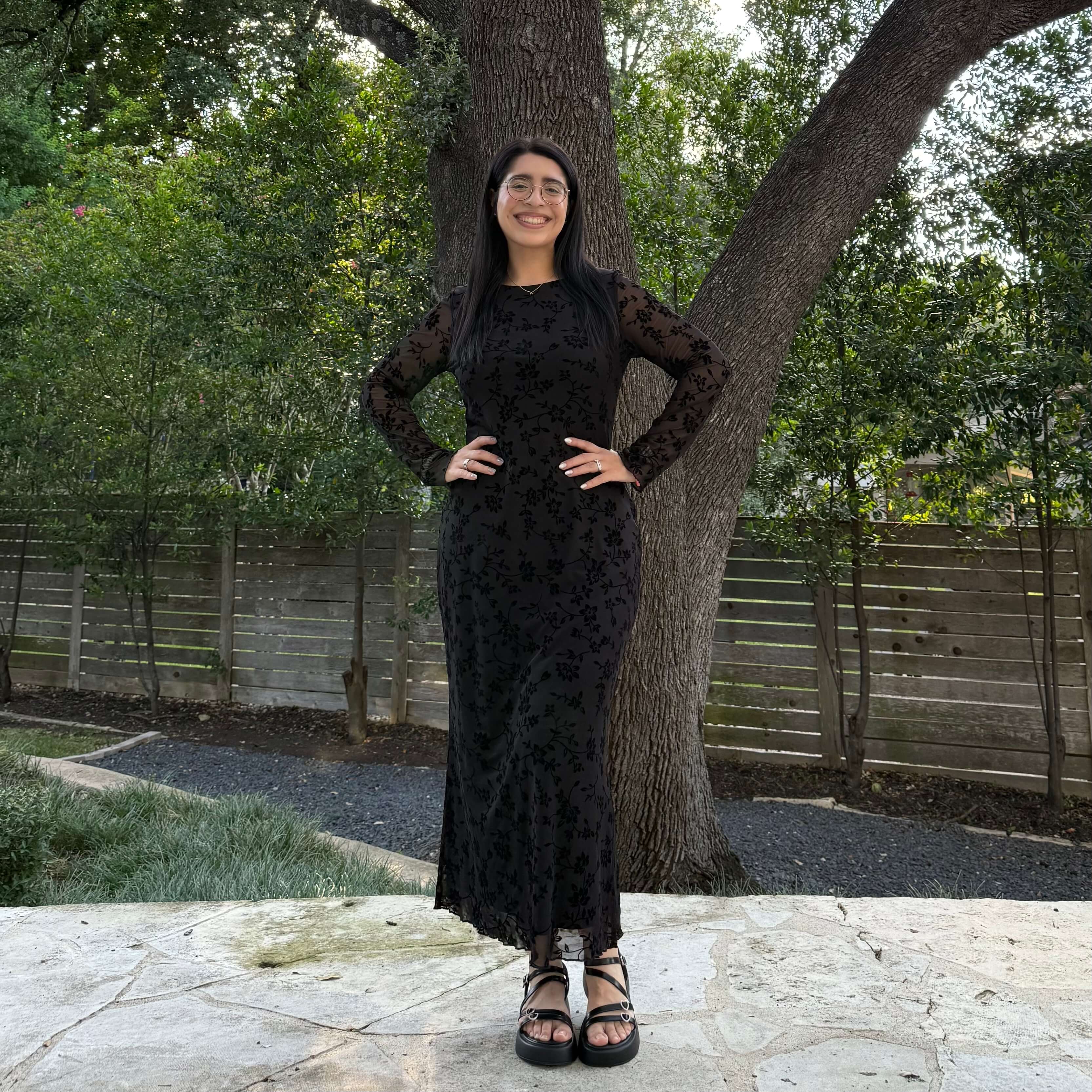 Long-Sleeve Muse Dress - Black Floral *Clearance Sale*