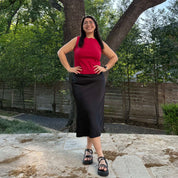Satin Midi Skirt - Black *Clearance Sale*