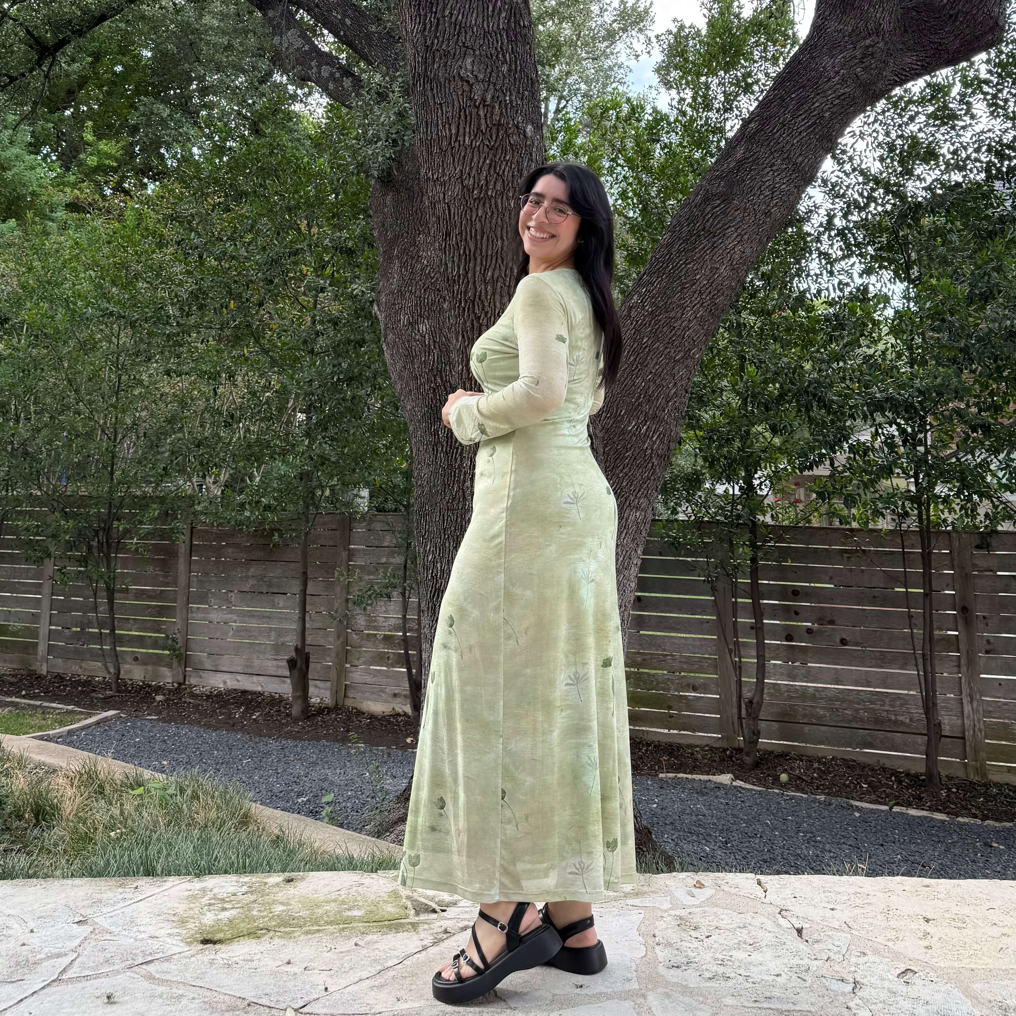 Long-Sleeve Flora Dress - Green *Clearance Sale*