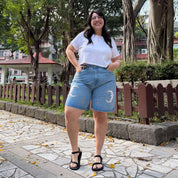 Celestial Denim Shorts - Light Wash