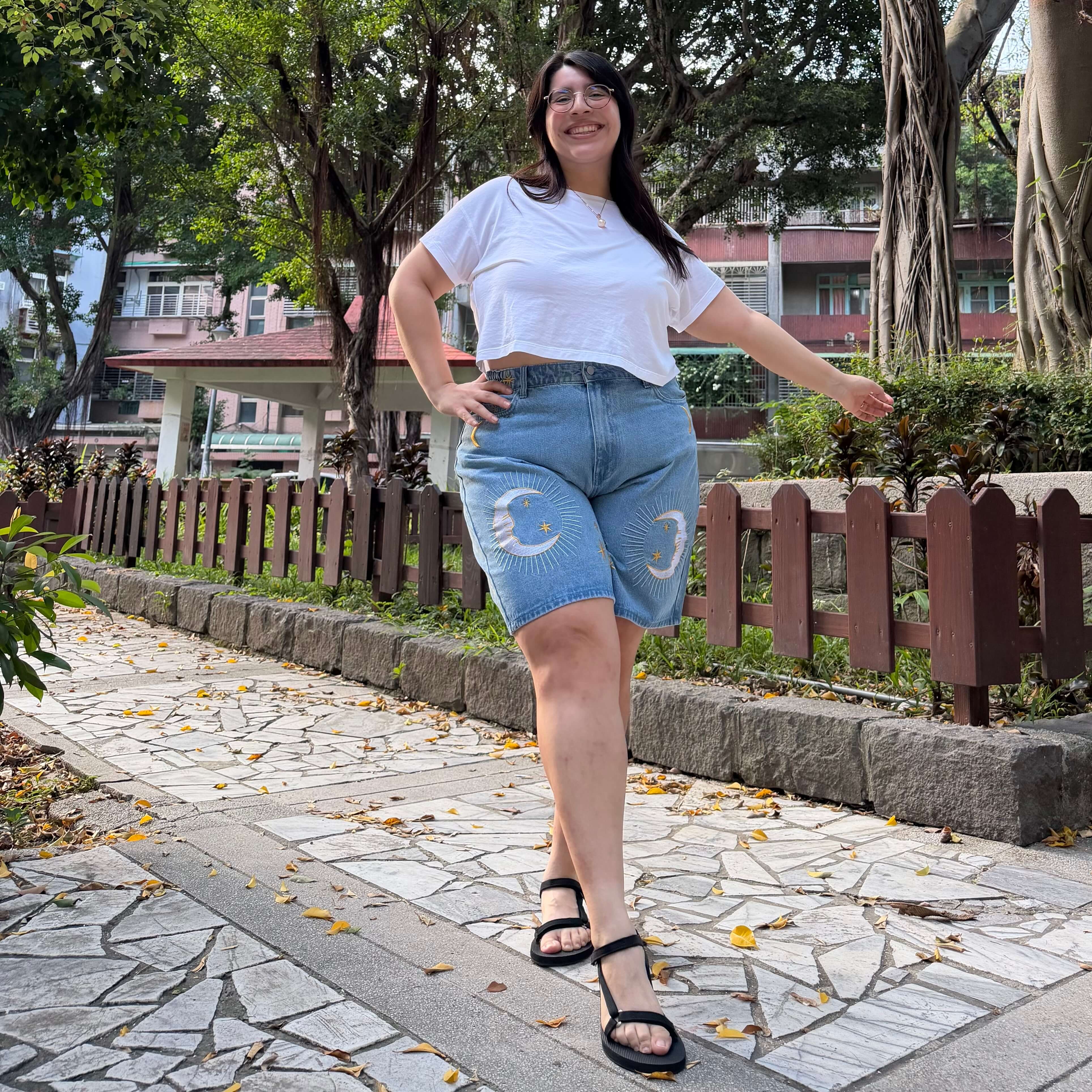 Celestial Denim Shorts - Light Wash