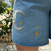 Celestial Denim Shorts - Light Wash